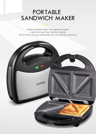Yabano Sandwich Maker, 3 in 1 Waffle Maker, Toaster and Electric Panini Press Grill with Non-stick Coating Plate, Easy to Clean, Heating Up Fast