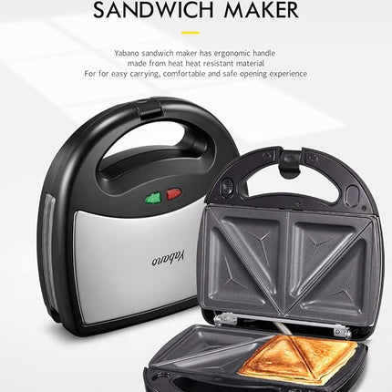 Yabano Sandwich Maker, 3 in 1 Waffle Maker, Toaster and Electric Panini Press Grill with Non-stick Coating Plate, Easy to Clean, Heating Up Fast