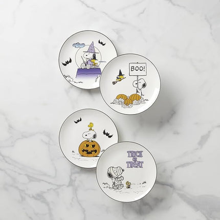 Lenox Dinnerware Set, The Great Pumpkin Accent Plates, Assorted, Set of 4 Porcelain Plates, Halloween Plates, Hand Wash Only, Spooky Salad and Pasta Plate, Halloween Table Decorations (4 Pieces)