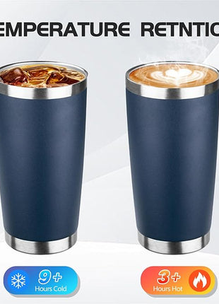 StarSpeed 20oz Tumbler Bulk with Lid, Stainless Steel Insulated Tumblers Double Wall Vacuum Insulated Travel Mug, Powder Coated Coffee Cups for Hot and Cold Drinks(Navy Blue,8)