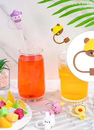 Needbrock 8 PCS Straw Covers Cap for Stanley Cup, Silicone Straw Topper for Stanley 30&40 Oz Tumbler, Cute Straw Caps in Various Shapes Reusable Straw Caps for Stanley Cup Accessories, 10mm