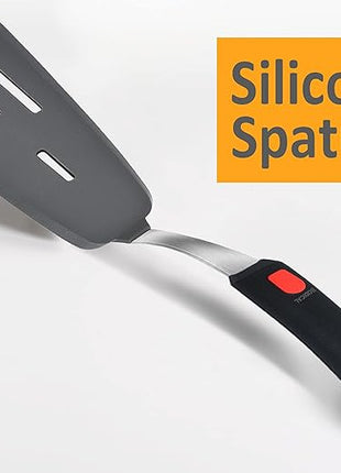 Set of 3, Silicone Spatula Turner,600°F Heat Resistant Cooking Spatulas for Nonstick Cookware, Large Kitchen Utensils BPA Free Rubber Spatula Set for Egg, Pancake, Fish, Burger