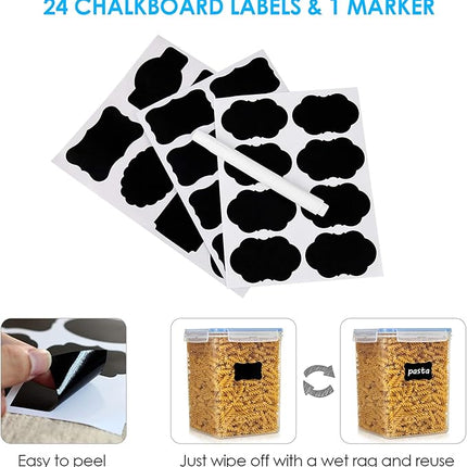 Vtopmart Large Food Storage Containers 5.2L / 175oz, 4 Pieces BPA Free Plastic Airtight Canisters for Flour, Sugar, Baking Supplies, Rice with Lids, 4 Measuring Cups and 24 Labels, Blue