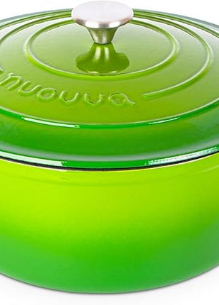 Cast Iron Dutch Oven with Lid – Non-Stick Ovenproof Enamelled Casserole Pot – Sturdy Dutch Oven Cookware – Green, 7.3-Quart, 30cm – by Nuovva