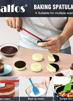 Walfos Silicone Spatula -600°F Heat Resistant Kitchen Scraper Spatulas, Strong Steel Core and One-Pieces Design, for Cooking Mixing Baking - BPA Free and Dishwasher Safe, Multicolor set of 5