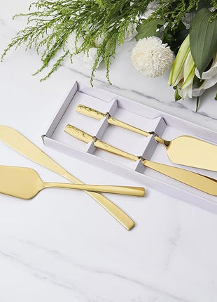 AW BRIDAL Gold Wedding Cake Knife and Server Set, Cake Cutting Set Pie Pastry Servers for Parties Events Bridal Shower Anniversary Engagement Gifts