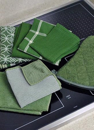 DII Basic Terry Collection 100% Cotton Quilted, Oven Mitt, Sage, 2 Piece