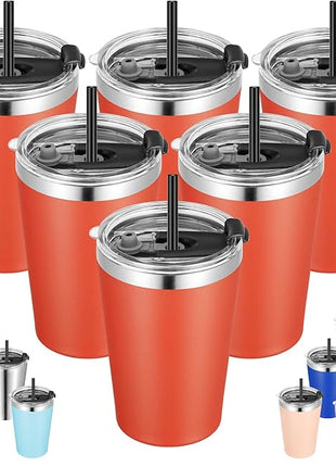 VEGOND 12oz Tumbler Stainless Steel Tumbler bulk Vacuum Insulated Double Wall Travel Tumbler with Lid and Straw Reusable Tumbler, Brick Red 6 Pack