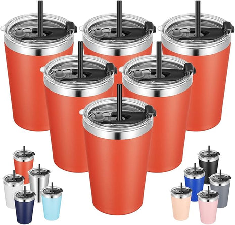 VEGOND 12oz Tumbler Stainless Steel Tumbler bulk Vacuum Insulated Double Wall Travel Tumbler with Lid and Straw Reusable Tumbler, Brick Red 6 Pack
