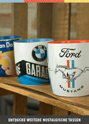 Nostalgic-Art Retro Coffee Mug, 11.2 oz, official license product (OLP), BMW – Drivers Only – Gift idea for car accessories fans, Large Ceramic Cup, Vintage Design