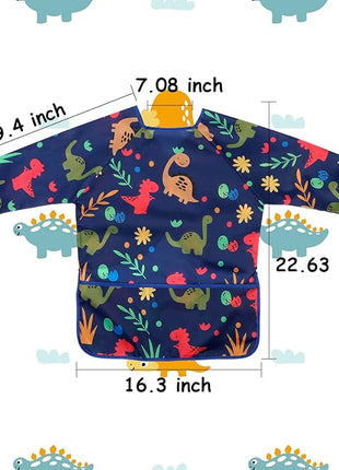 CUBACO Kids Painting Apron, 2pcs Waterproof Art Smocks For Child 3-8 Years, Kids Smocks for Painting Aprons with Long Sleeve