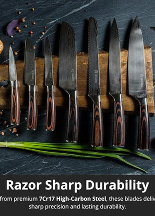 Yatoshi Professional Kitchen Knife Set, 15 Pieces, High Carbon Stainless Steel, Ergonomic Handle