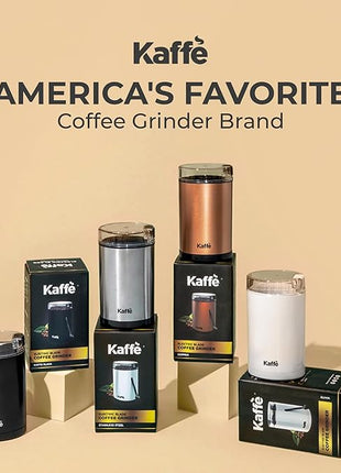 Kaffe One-Touch Coffee Grinder Electric w/Cleaning Brush (3 oz) - Coffee Grinders for Home Use - Up to 12 Cups of Coffee per Grind - Easy On/Off Coffee Bean Grinder - Matte Black