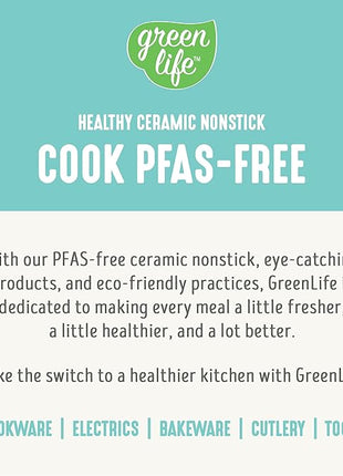 GreenLife Electric Waffle Sandwich Maker, Toaster, Panini Press with Healthy Ceramic Nonstick Plates, Perfect for Tuna Melts, Crispy Rice, Grilled Cheese, LED Indicator Light, PFAS-Free, Turquoise