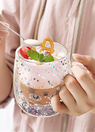 Gifts for Women Cat Gifts Double Walled Glass Coffee Latte Cup Cute Stuff Cat Mug Gifts for Her Christmas Stocking Fillers,Birthday,Valentines,Halloween Presents for Women,Kid,Mum,Teacher