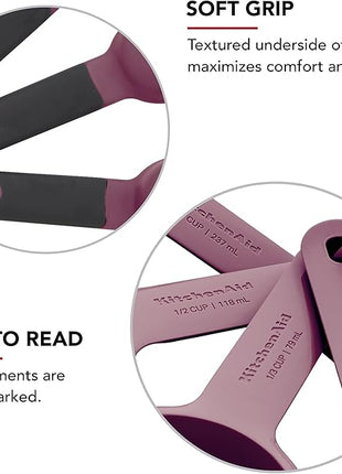 KitchenAid Measuring Cups and Spoon Set, Beetroot, 9-Piece