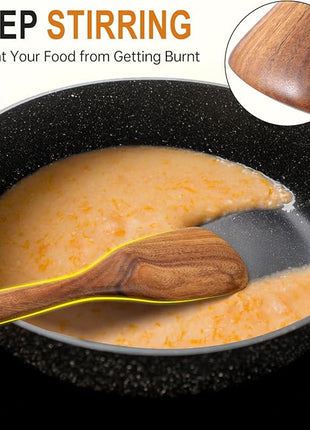Multifunction Wooden Spatula Spoon, Great for Both Cooking and Serving, Mixing, Scoop, and Scrape, Nonstick Cookwares, BPA-Free, Heat Resistant Wood Spatula for Kitchen Use