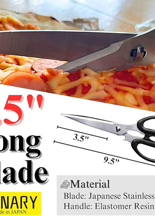 CANARY Japanese Kitchen Scissors for Food 9.5" [Long Blade] Heavy Duty Kitchen Shears, Dishwasher Safe Come Apart Blade, Japanese Stainless Steel Blade, Made in JAPAN