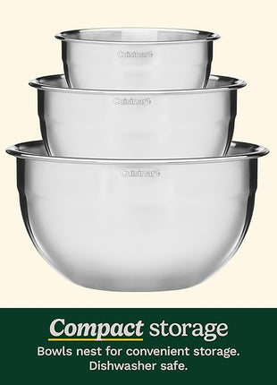 Cuisinart Mixing Bowl Set, Stainless Steel, 3-Piece, CTG-00-SMB