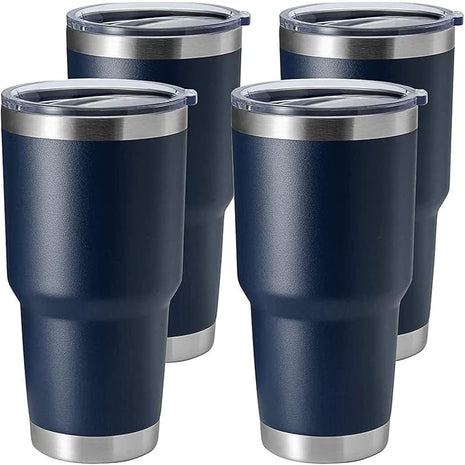 HASLE OUTFITTERS 30oz Stainless Steel Tumbler, Double Wall Vacuum Insulated Travel Mug Tumbler, Durable Insulated Coffee Mug, Gift Box Set (Navy, 4)