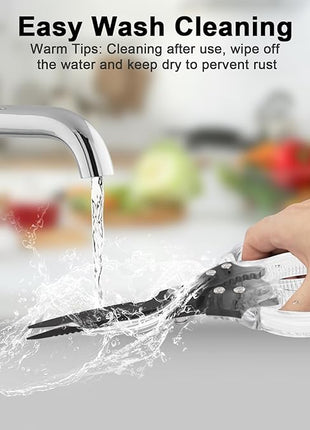 CGBE Kitchen Scissors, Multi-Purpose Kitchen Shears, Heavy Duty Dishwasher Safe Food Scissors for Chicken, Poultry, Fish, Meat & Herbs with Non-Slip Grips (Transparent Black)