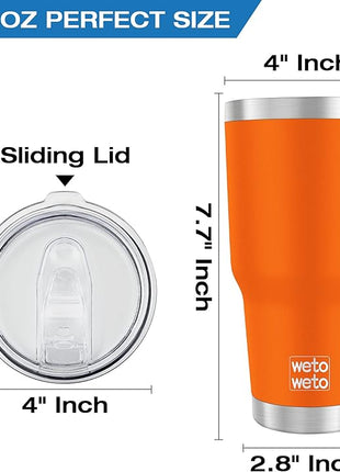 WETOWETO 30oz Tumbler, Stainless Steel Vacuum Insulated Water Coffee Tumbler Cup, Double Wall Powder Coated Spill-Proof Travel Mug Thermal Cup for Home Outdoor (Orange, 1 Pack)