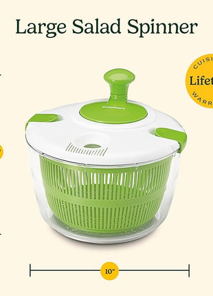 Cuisinart Large Spin Stop Salad Spinner- Wash, Spin & Dry Salad Greens, Fruits & Vegetables, 5qt, CTG-00-SAS1