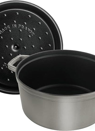 Staub Cast Iron Round Dutch Oven, Made in France, Graphite Grey, 4-qt, Serves 4-6 people