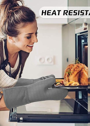HOMWE Silicone Oven Mitts and Pot Holders for Kitchen & Baking - Set of 4 Heat-Resistant, Heavy-Duty Cooking Mittens w/Non-Slip, Textured Grip