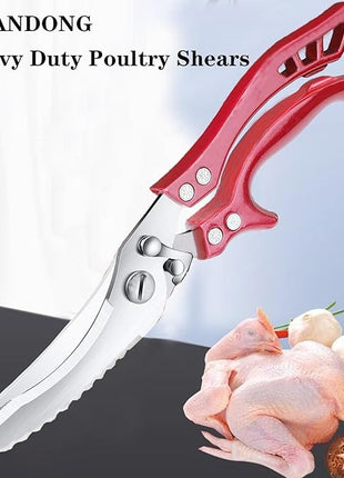 Heavy Duty Kitchen Shears by ANDONG, Kitchen Scissors,Stainless Steel Poultry Shears Heavy Duty Professional, Red