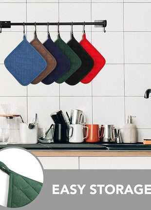 Joyhalo 4 Pack Pot Holders for Kitchen,Cotton Oven Holder with Great Heat Resistance,Non Slip Hot Pads for Kitchen Clearance,Dark Green