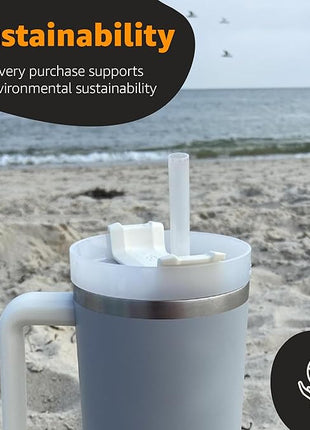 Jmoe USA 12" Replacement Straws for Stanley 40oz & 30oz Tumblers | Fits Reduce 50 oz & 40 oz Cold1 Tumblers | 6-Pack of Reusable Plastic Straws With Cleaning Brush | Food Grade & BPA Free (Black)