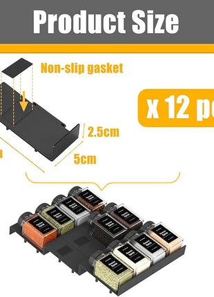 Famhap Spice Drawer Organizer, 12PCS Interlocking Expandable Seasoning Rack Tray Insert for Kitchen Drawers, Spice Rack Drawer for Spice Jars