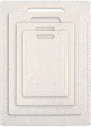 COOK WITH COLOR Non-Slip Cutting Board Set – Kitchen Essentials with Easy Grip Handle for Meat, Veggies, and Fruits, 4 Cutting Boards, White