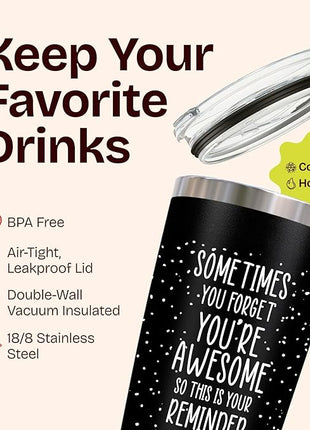 Dad Gifts for Fathers Day Cup - Sometimes You Forget Your Awesome Gifts Black 20oz Motivational Coffee Tumbler Birthday Gift for Dad, Husband, Boyfriend Inspirational Mugs for Men Who Want Nothing