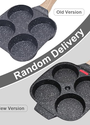 Egg Frying Pan, Fried Egg Pan Nonstick 4 Cups Pancake Pan Aluminium Alloy Cooker for Breakfast, Egg Pan Suitable for Gas & Induction (Black)