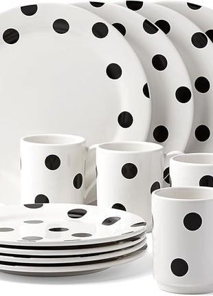 kate spade new york Deco Dot 12-Piece Dinnerware Set, White