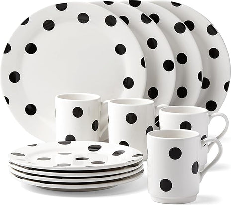 kate spade new york Deco Dot 12-Piece Dinnerware Set, White