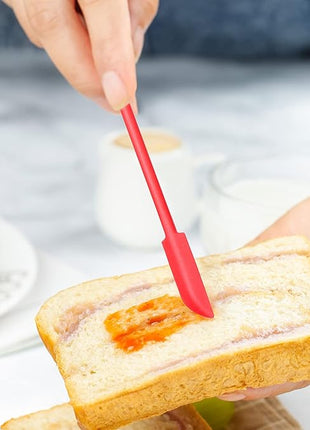 Mini Spatula Silicone Spatula Set - 4pcs Small Makeup Scrapers for Cosmetics, Reusable Beauty Tiny Tools, Thin Jar Scraper, Get the Last of the Makeup Out of the Bottle(Red)