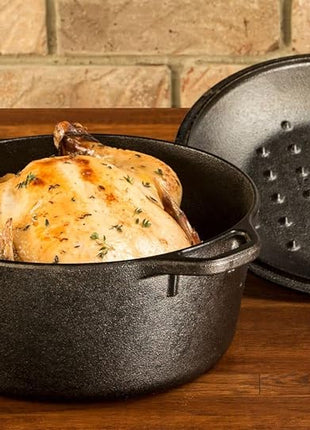 Lodge 5 Quart Cast Iron Dutch Oven. Pre-Seasoned Pot with Lid and Dual Loop Handle