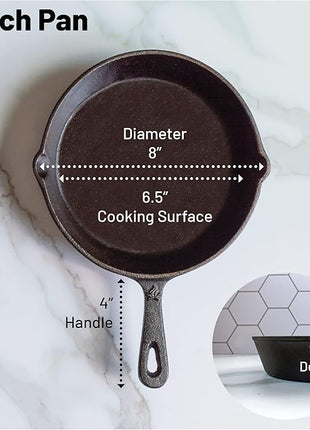 Backcountry Iron 8 Inch Round Medium Pre-Seasoned Cast Iron Skillet