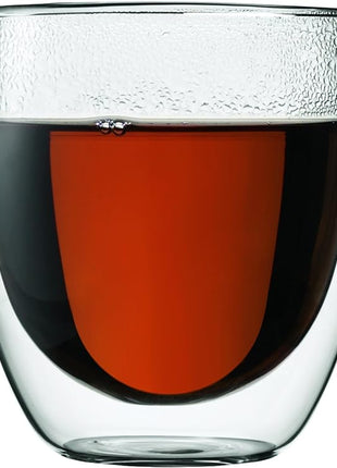 Bodum 8oz Pavina Double Wall Glasses, High Heat Borosilicate Glass, Set of 2, Clear