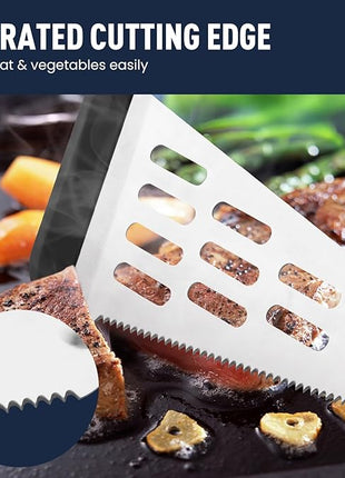 Silicone Fish Spatula Turner Set of 2,2-in-1 Heat Resistant Silicone Slotted Fish Spatulas for Nonstick Cookware,Flexible Thin Stainless Steel Slotted Fish Turner Spatula Flipper for Fish,Egg,Pancake