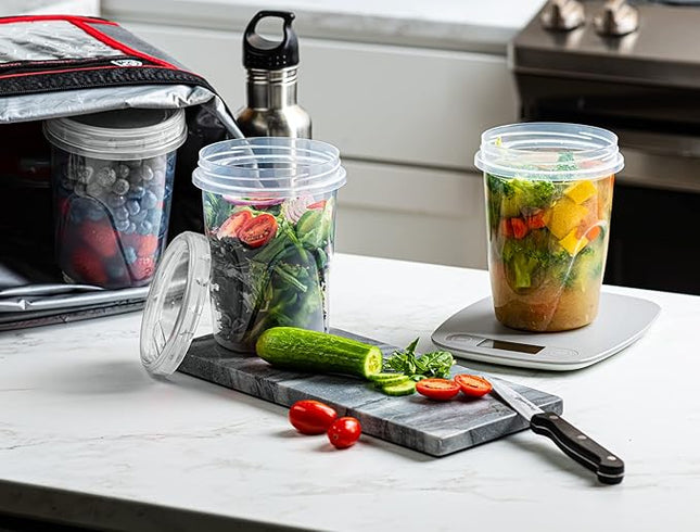 (32 Ounce 10 Pack) Clear Twist cap Containers With Screw on Lids Twist Top Food Storage Freezer Containers