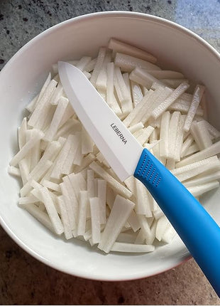 Ceramic Knife Set Knives Set for Kitchen Ceramic Kitchen Knives Colored w Sheath 6" Bread Knife 6" Chef Knife 5" Utility Knife 4" Fruit Knife 3" Paring Knife 1 Peeler Colorful Rust Free Proof