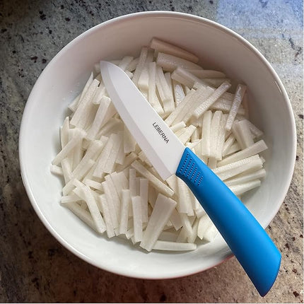 Ceramic Knife Set Knives Set for Kitchen Ceramic Kitchen Knives Colored w Sheath 6" Bread Knife 6" Chef Knife 5" Utility Knife 4" Fruit Knife 3" Paring Knife 1 Peeler Colorful Rust Free Proof