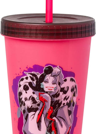 Silver Buffalo Disney Villains 4 pack Color Change Plastic Tumbler Featuring The Evil Queen, Cruella De Vil, Ursula, and Maleficent, 24 Ounces