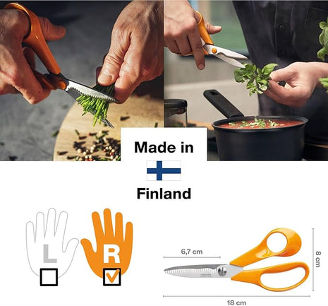 Fiskars Kitchen Scissors, Total Length: 18 cm, Quality Steel/Synthetic Material, Classic, 1000819