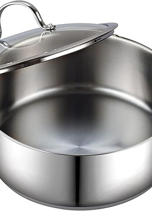 Cooks Standard Dutch Oven Casserole with Glass Lid, 7-Quart Classic Stainless Steel Stockpot, Silver