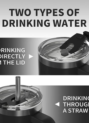 20 oz Tumbler with Handle,Tumbler with Lid and Straw,Double Wall Insulated Cup Stainless Steel Travel Mug(Cold for 34 Hours),Water Bottle for Iced Tea,Coffee,Cold Beverages(Black)